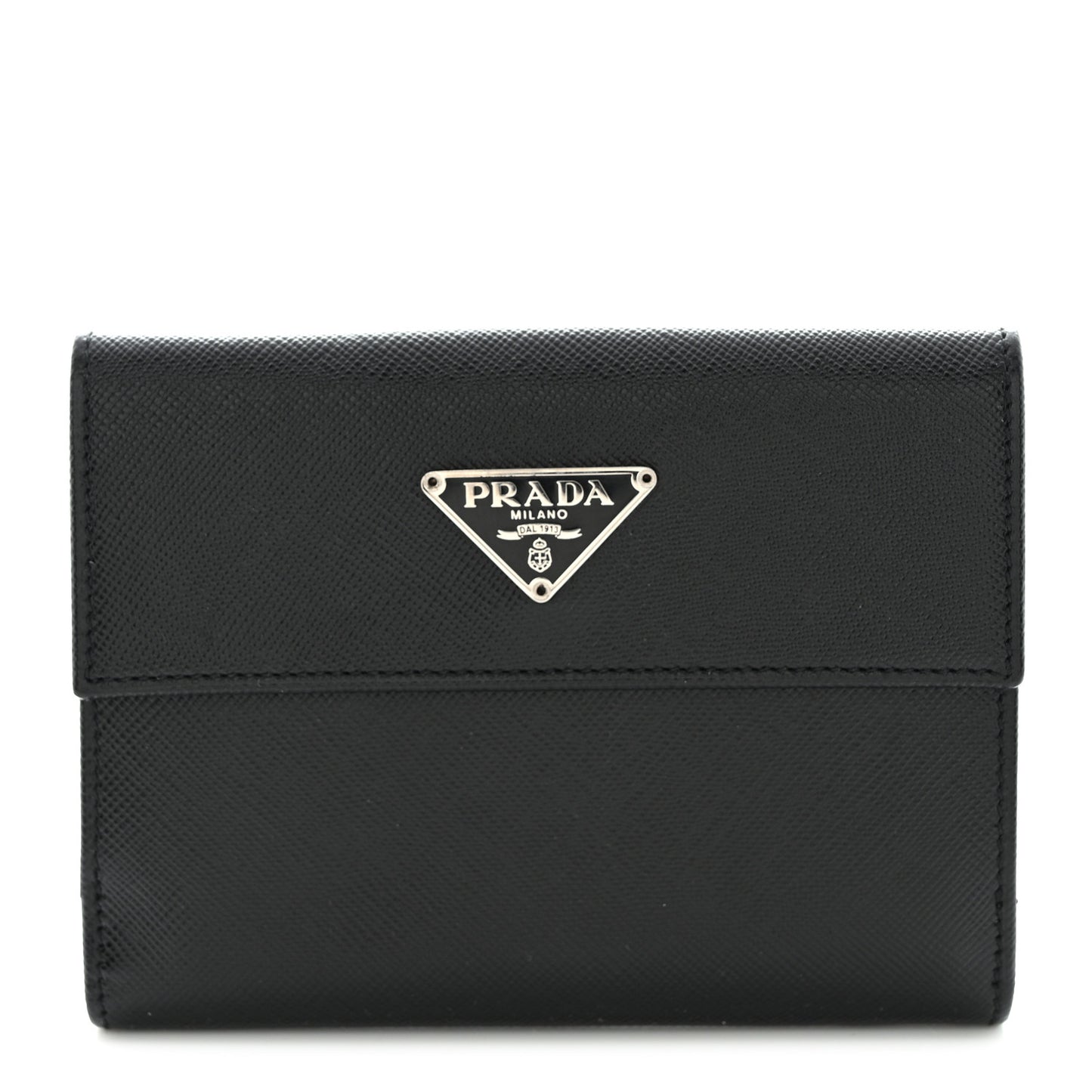 Saffiano Tri-Fold Compact Wallet Black