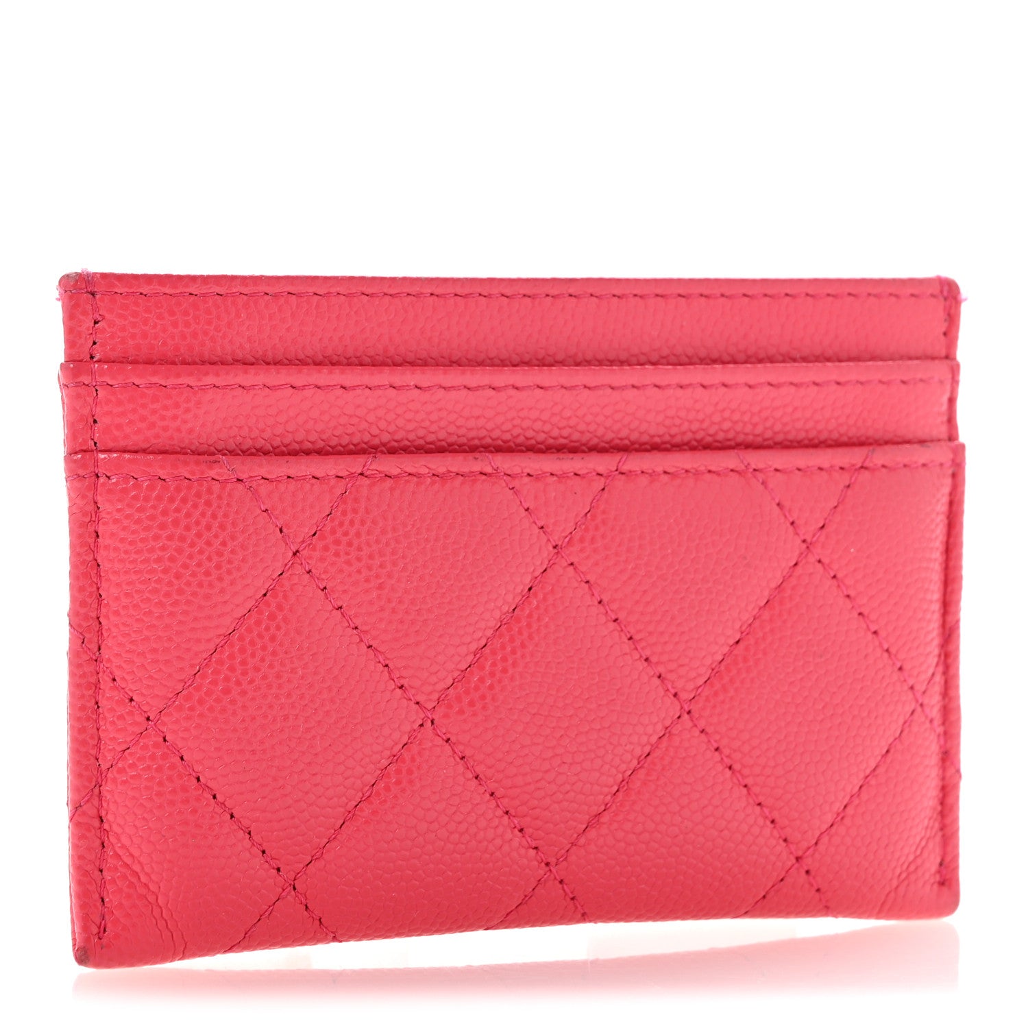 Chanel Caviar Quilted Chain CC Card Holder Dark Pink 3 of 9