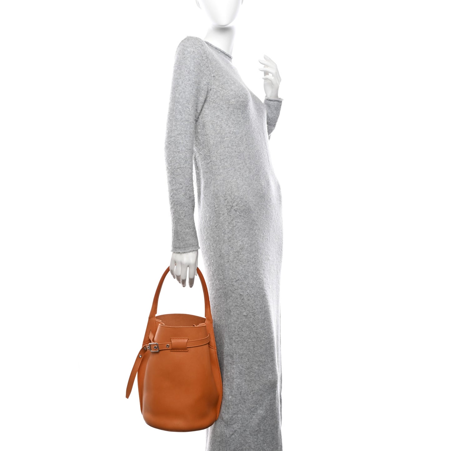 Smooth Calfskin Big Bag Bucket Apricot
