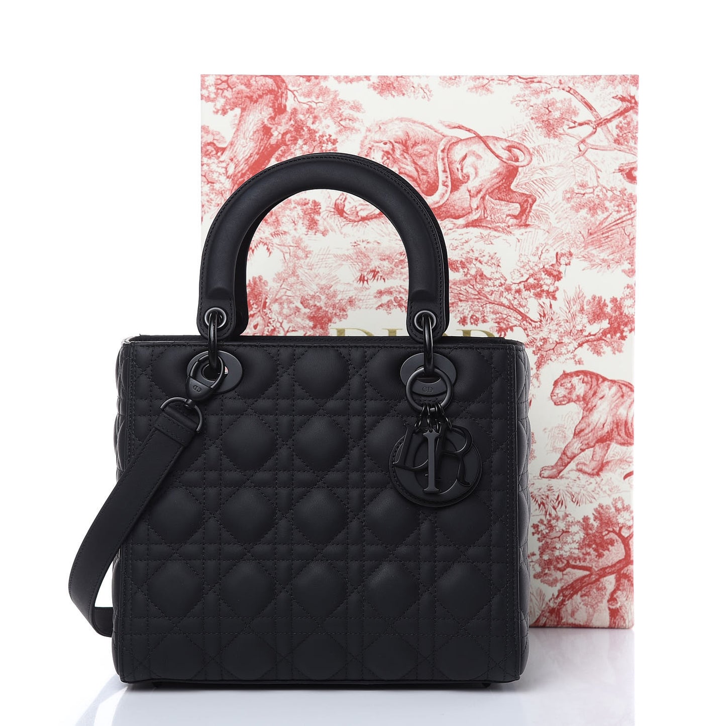 Ultra Matte Calfskin Cannage Medium Lady Dior Black