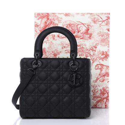 Christian Dior Ultra Matte Calfskin Cannage Medium Lady Dior Black 12 of 12