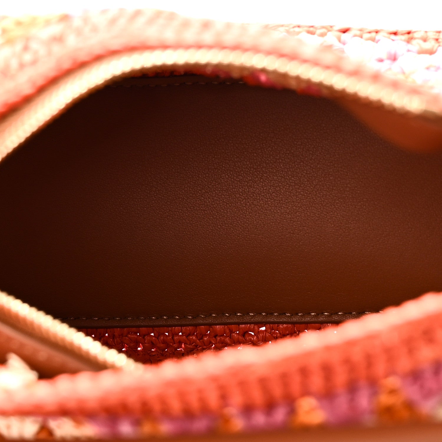 Loewe Raffia Crochet Calfskin Paula's Ibiza Mini Puzzle Edge Bag Bright Orange Pink 5 of 9