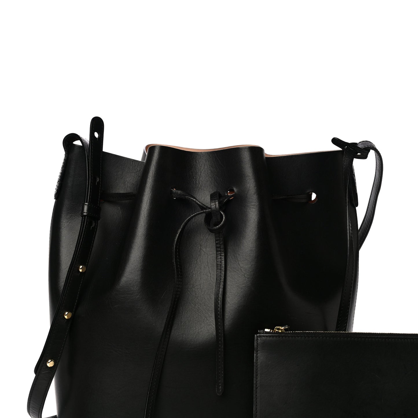 Vegetable Tanned Calfskin Bucket Bag Black Ballerina