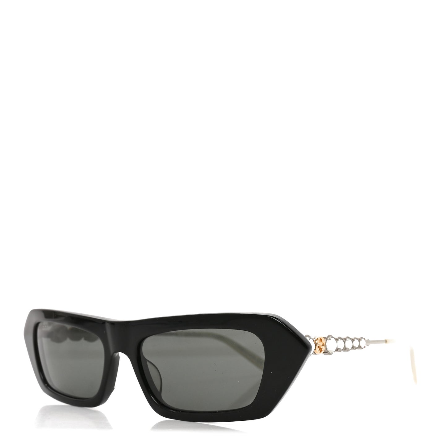 Acetate Crystal Rectangle Sunglasses GG0642S Black Gold