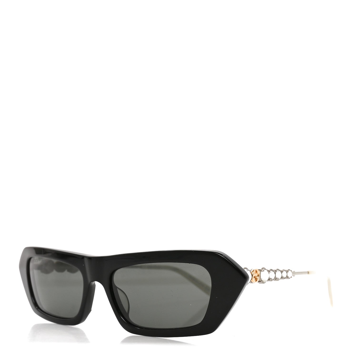 Gucci Acetate Crystal Rectangle Sunglasses GG0642S Black Gold 2 of 10