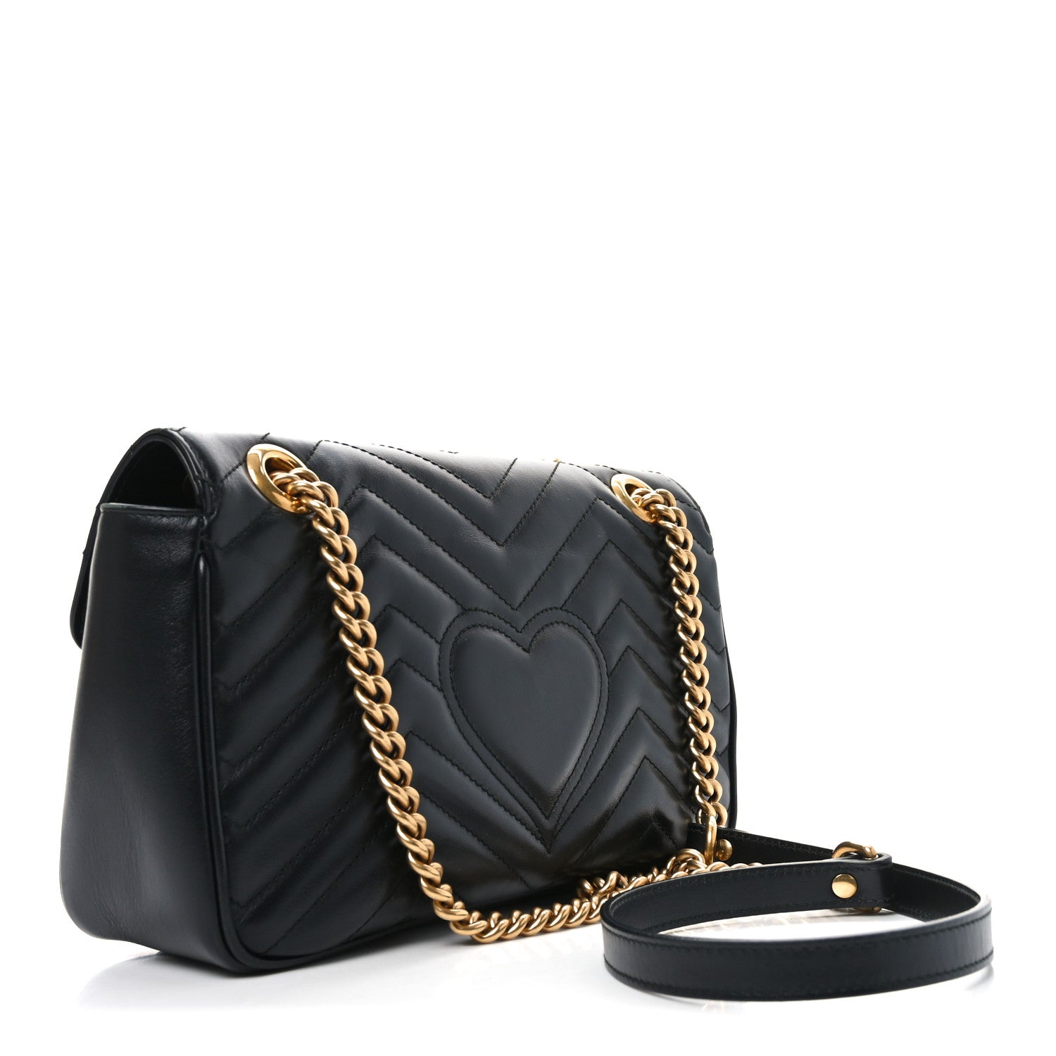 Gucci Calfskin Matelasse Small GG Marmont Shoulder Bag Black 3 of 11