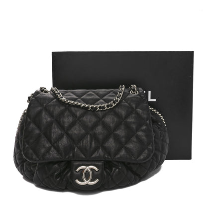 Chanel Washed Lambskin Quilted Large Chain Around Messenger Black 12 of 12