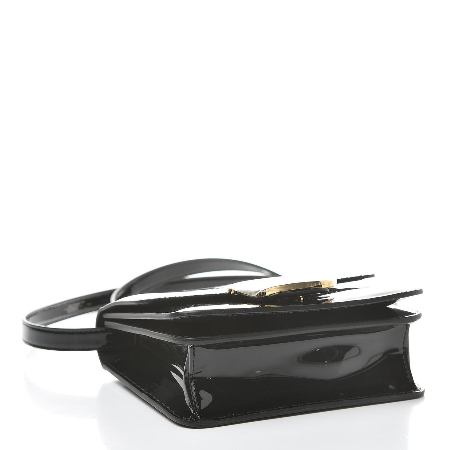 Vitello Vernice Mou Karligraphy Crossbody Bag Black