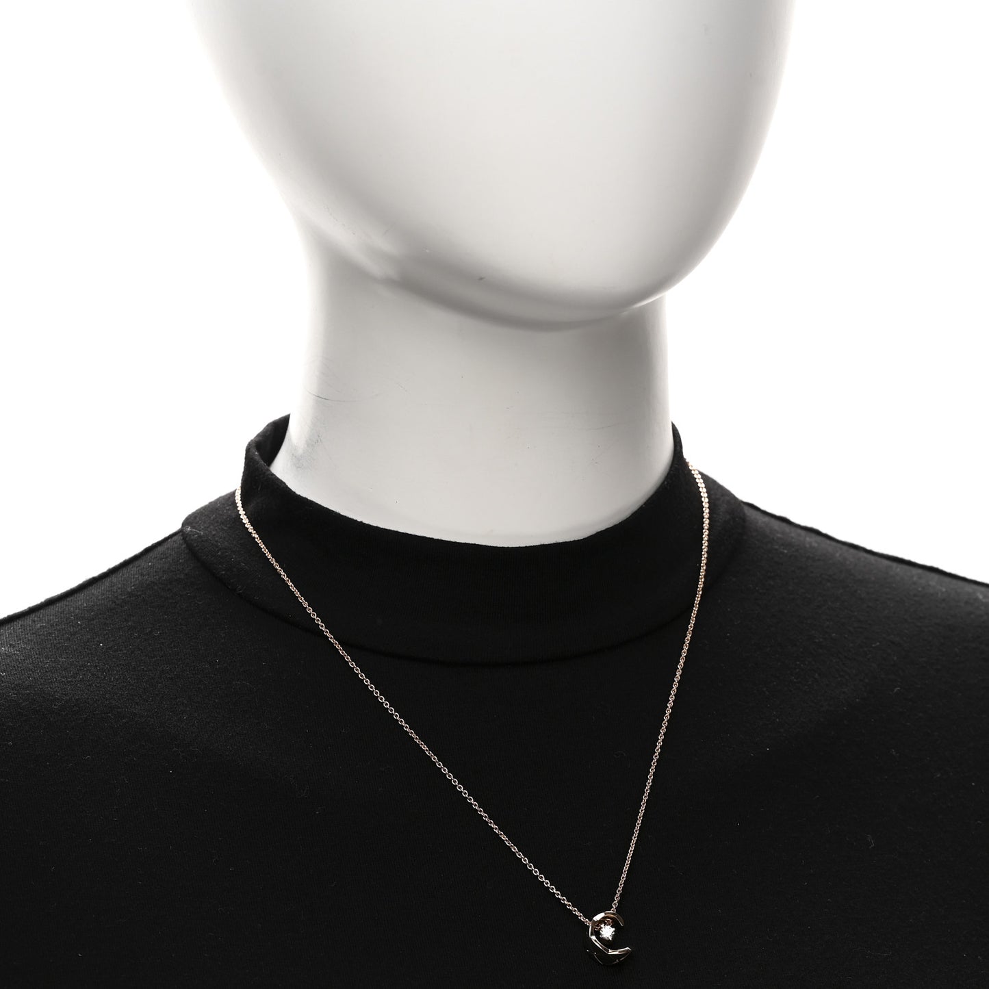 18K Beige Gold Diamond Coco Crush C Necklace