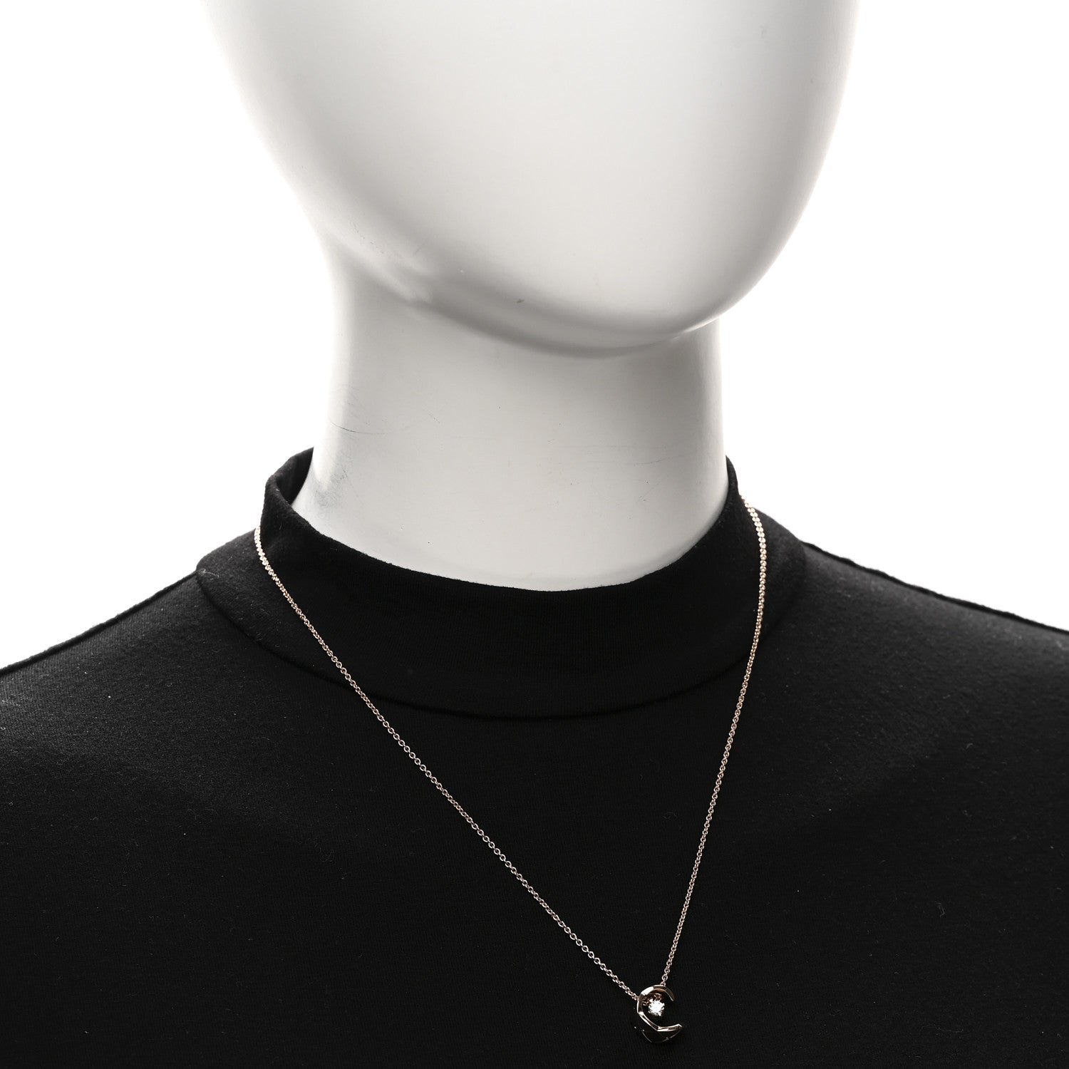 Chanel 18K Beige Gold Diamond Coco Crush C Necklace 2 of 5