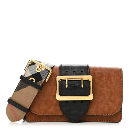 Burberry Grainy Calfskin Bridle Small Madison Buckle Bag Tan Black 1 of 8