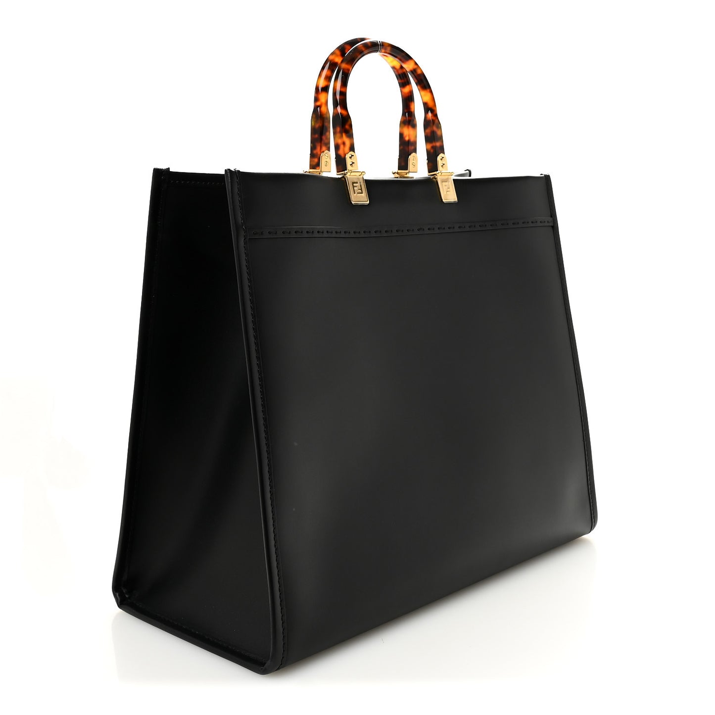 Vitello King Plexiglass Large Fendi Sunshine Shopper Tote Black