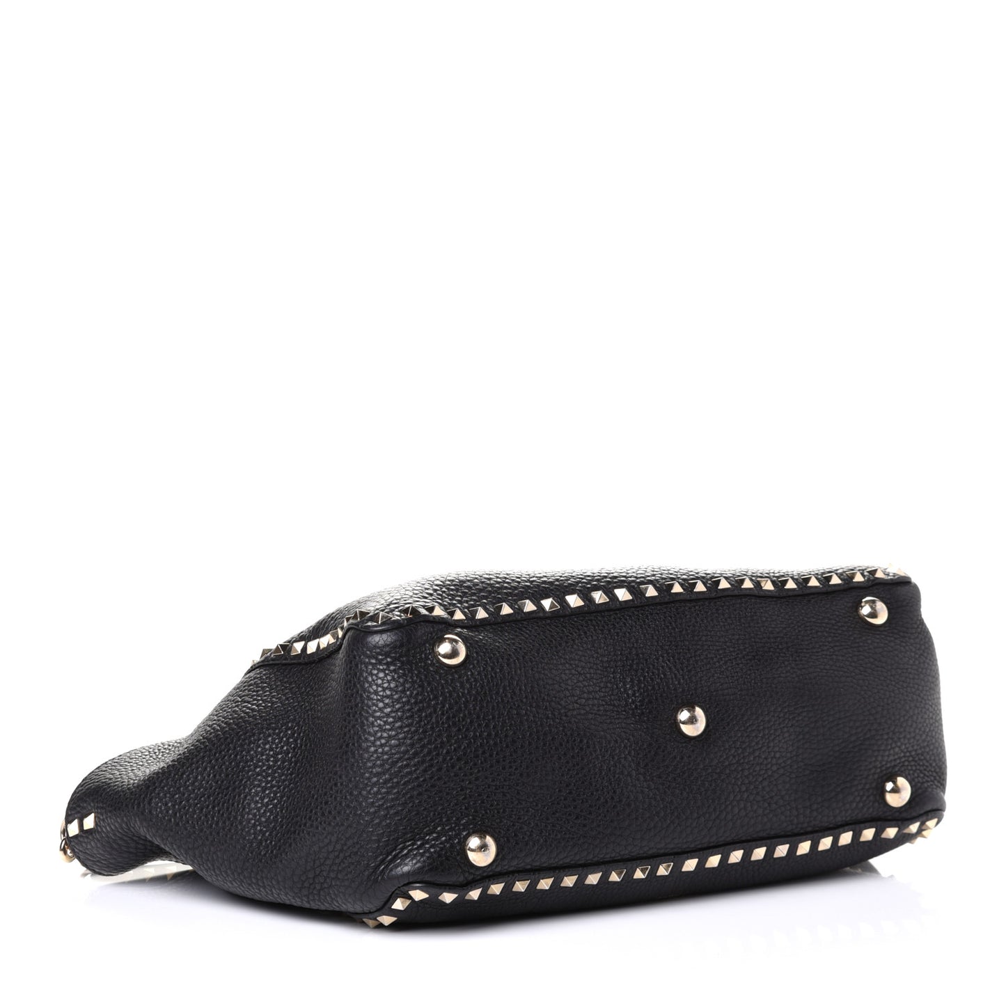 Pebbled Calfskin Medium Rockstud Tote Black