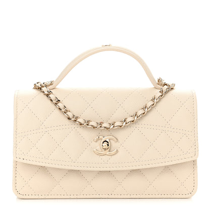 Chanel Caviar Quilted Trendy Handle Clutch With Chain Ecru 1 of 12