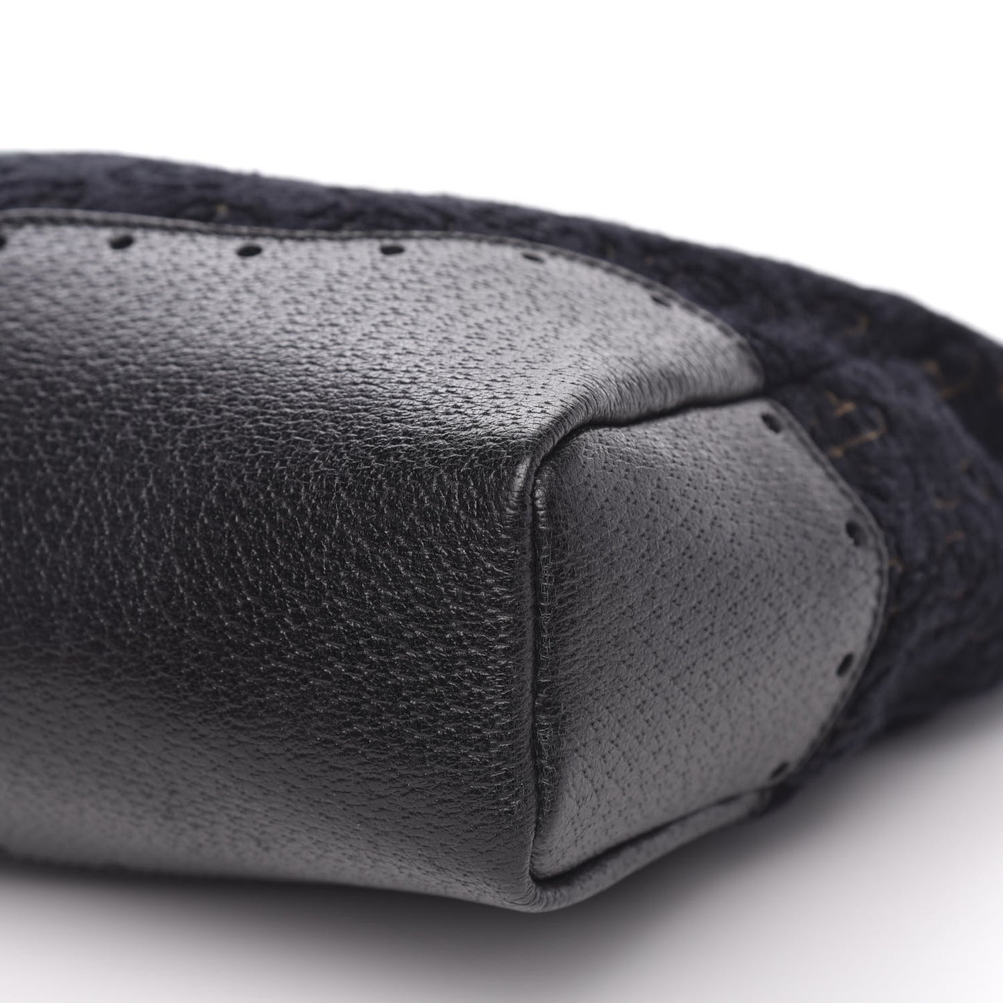 Velvet Horsebit Embossed Medium Punch Top Handle Tote Black