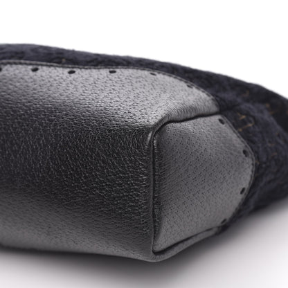 Gucci Velvet Horsebit Embossed Medium Punch Top Handle Tote Black 9 of 10