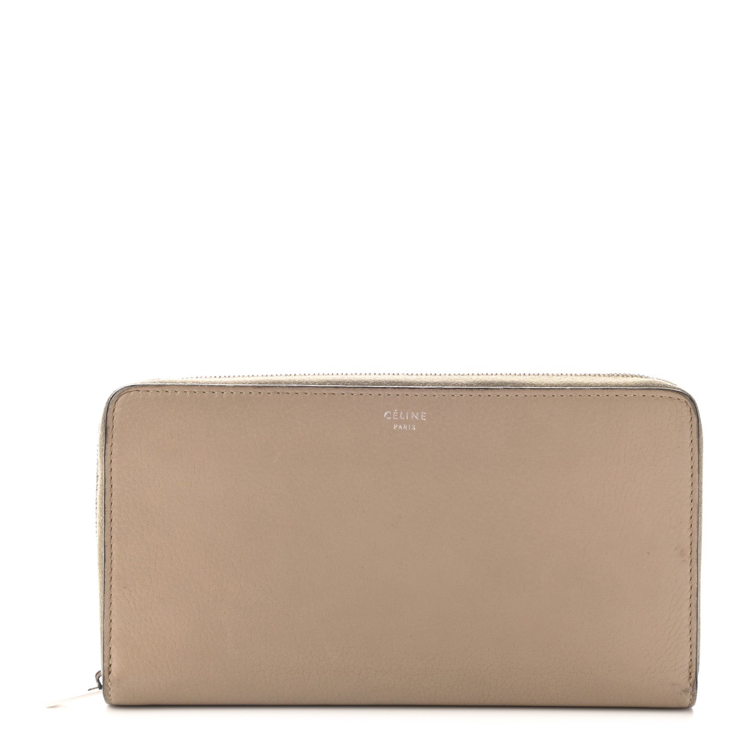 Celine Grained Calfskin Large Zip Around Multifunction Wallet Dune 1 of 15