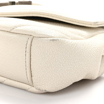 Saint Laurent Grained Calfskin Matelassé Chevron Monogram Classic Baby Chain Bag White 10 of 12