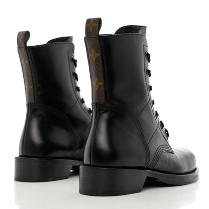 Louis Vuitton Calfskin Monogram Metropolis Flat Ranger Boots 37.5 Black 4 of 12
