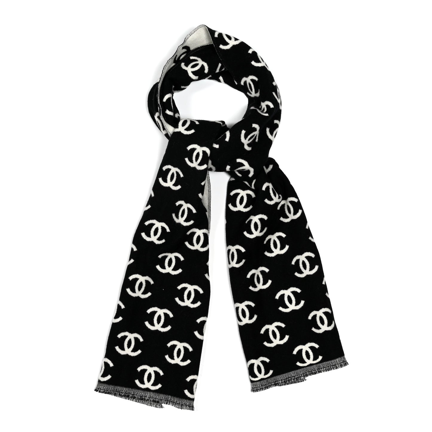 Wool Cashmere CC Scarf Black White