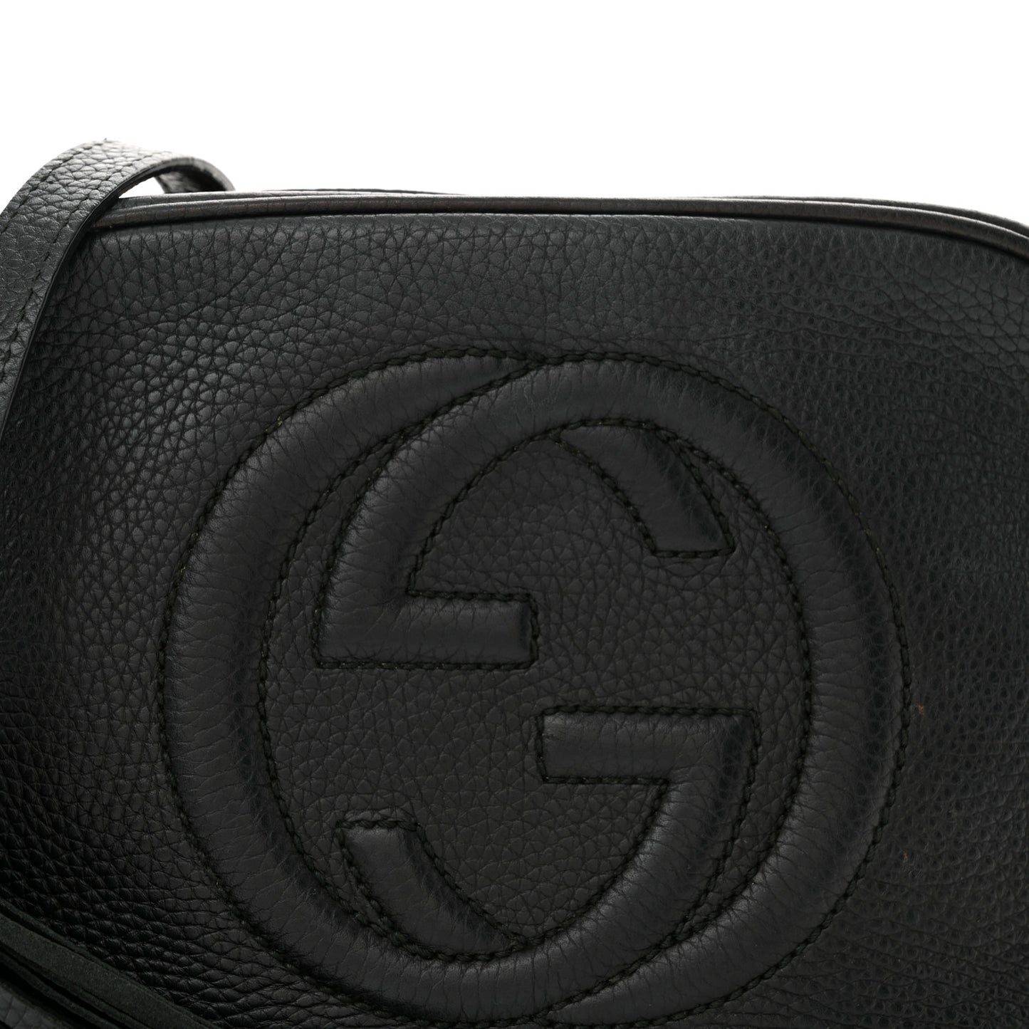 Pebbled Calfskin Small Soho Disco Bag Black