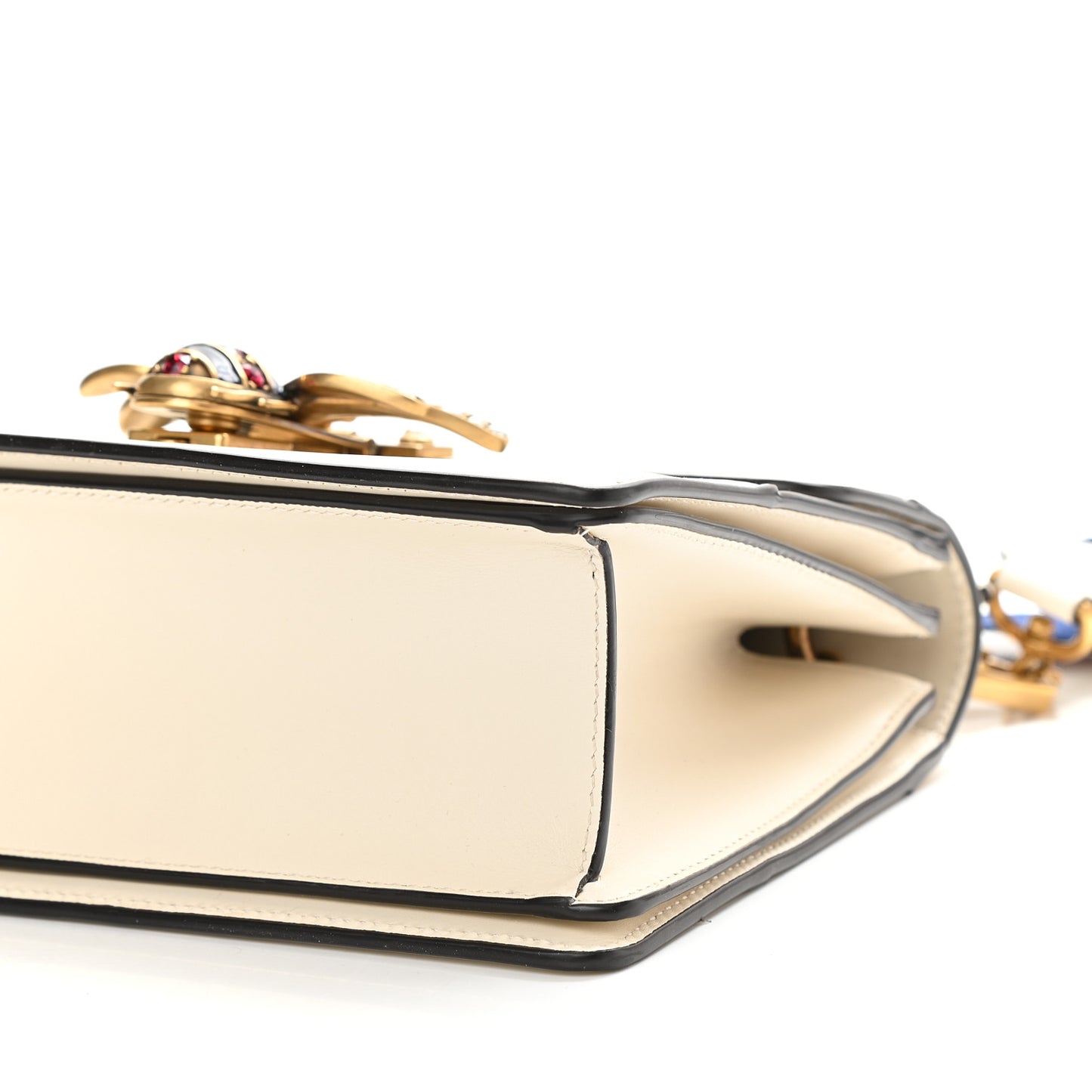 Calfskin Sylvie Web Small Queen Margaret Top Handle Bag White