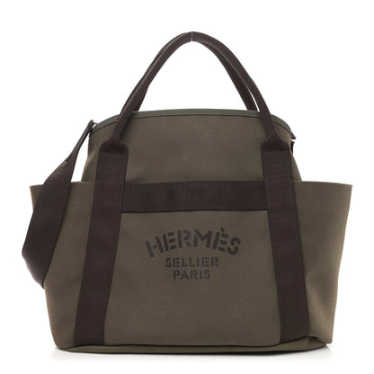 Hermes Toile Sac De Pansage Groom Kaki Feu 4 of 12