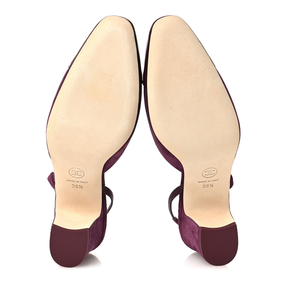 Suede Patent Cap Toe CC Slingback Pumps 38.5 Burgundy
