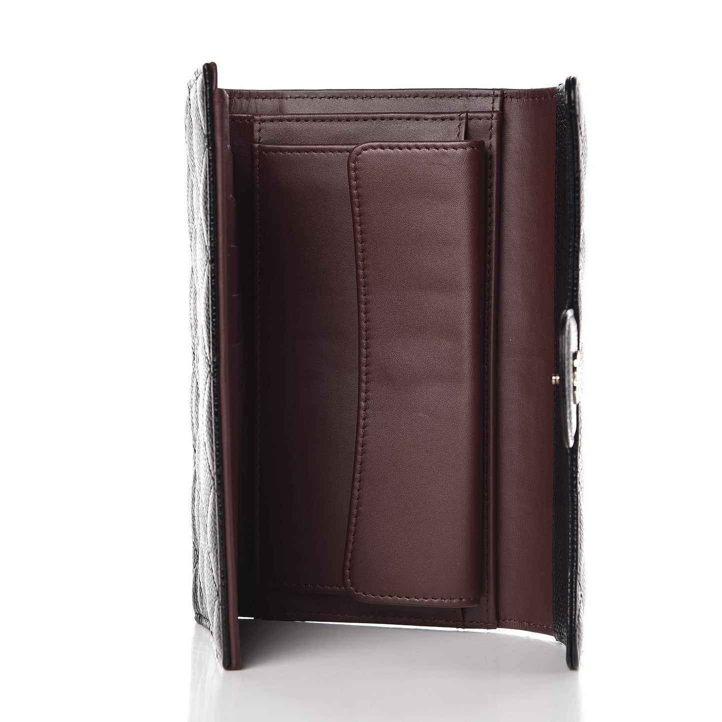 Caviar Quilted Long Flap Wallet Black