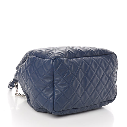 Chanel Lambskin Quilted CC Chain Drawstring Tote Blue 3 of 9
