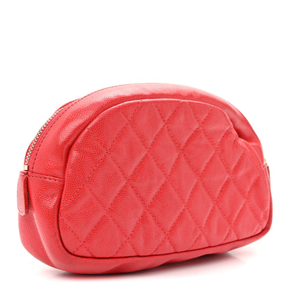 Chanel Caviar Quilted Double Zip Pouch Red 3 of 13