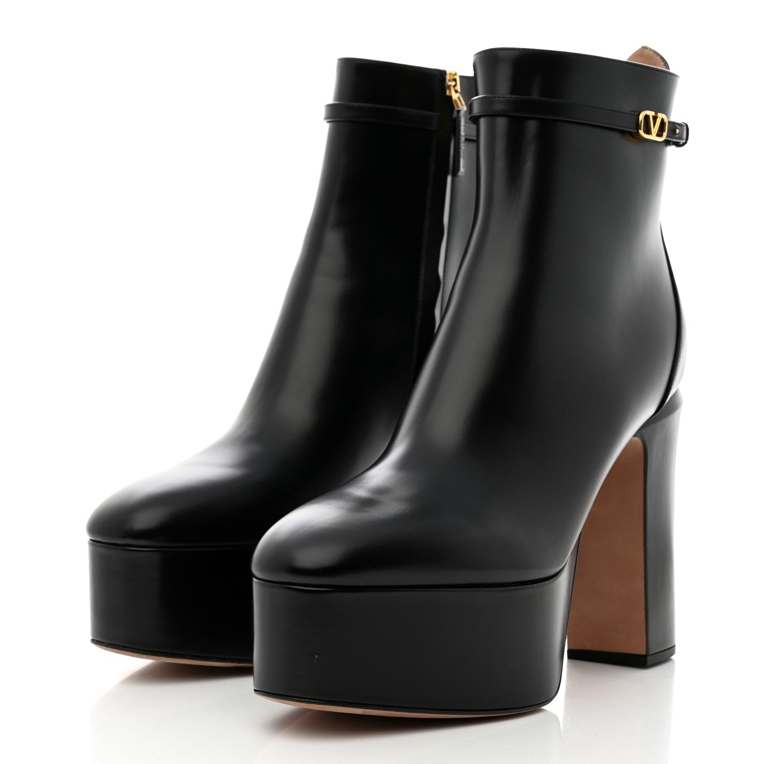 Valentino Garavani Calfskin Tan-Go Platform 50/120mm Ankle Boots 41 Black 3 of 9