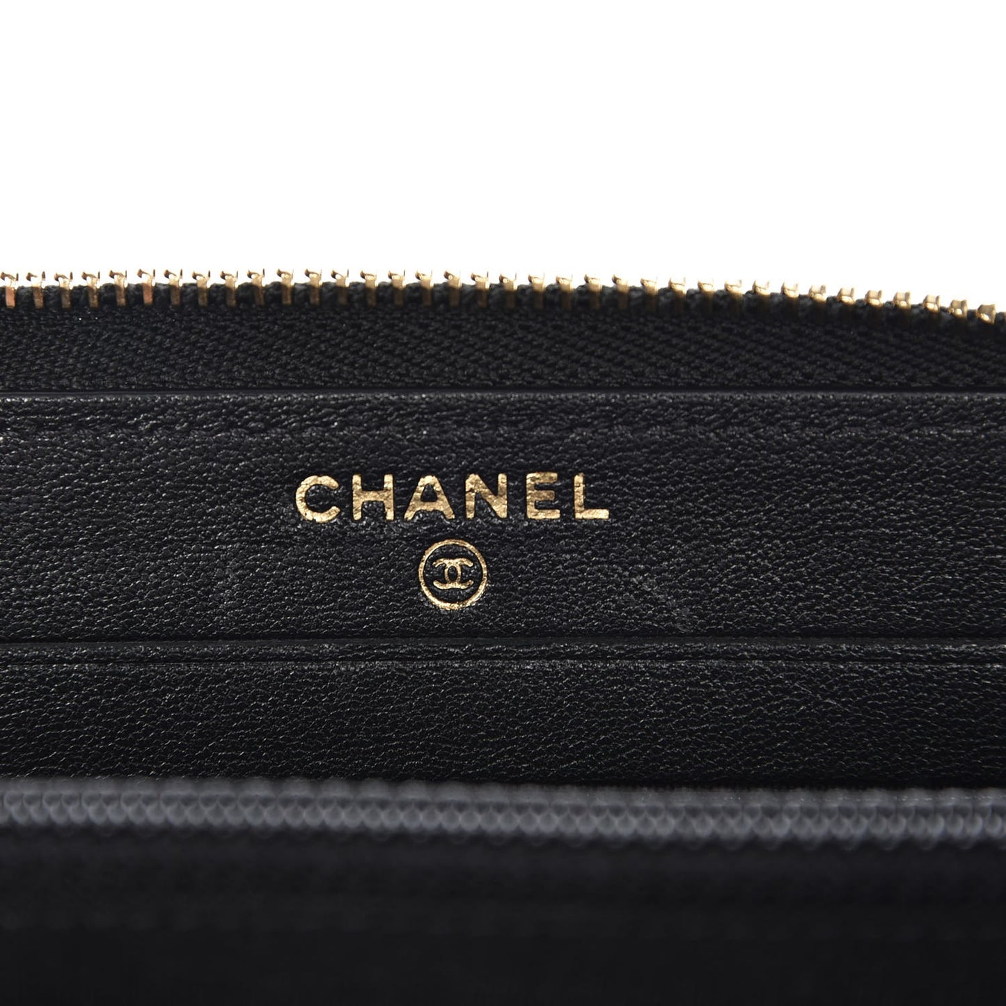 Sheepskin Chevron Quilted Mademoiselle Vintage Zip Around Wallet Black