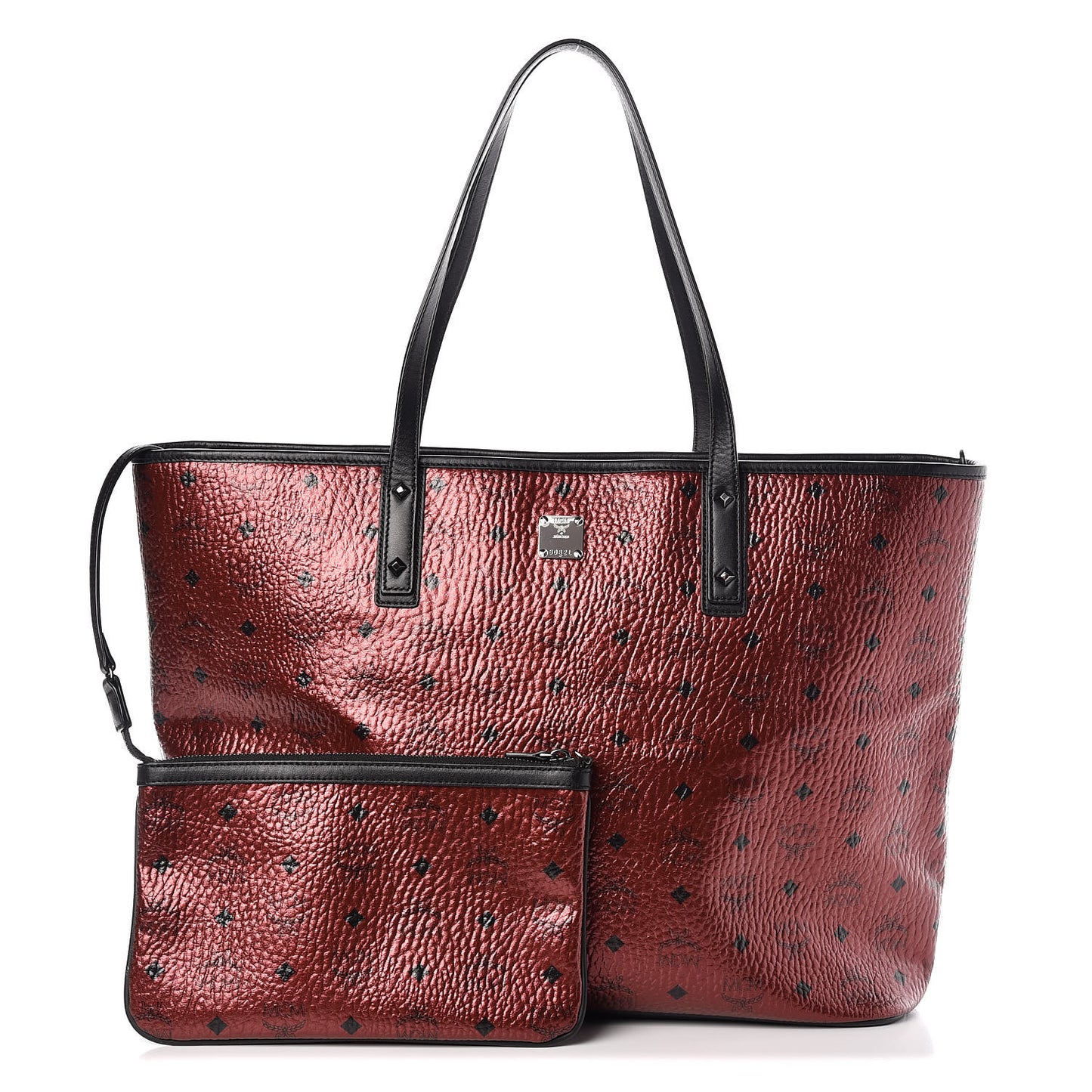 Metallic Visetos Large Shopper Tote Scooter Red