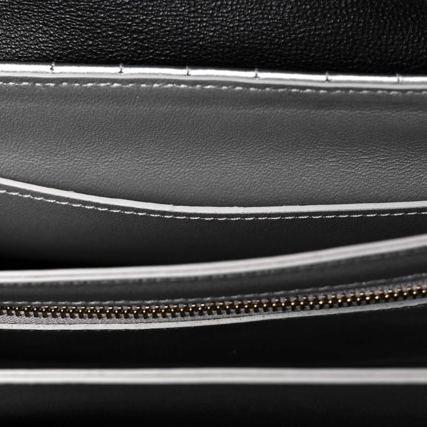 Calfskin Quilted Medium C Bag Silver Black