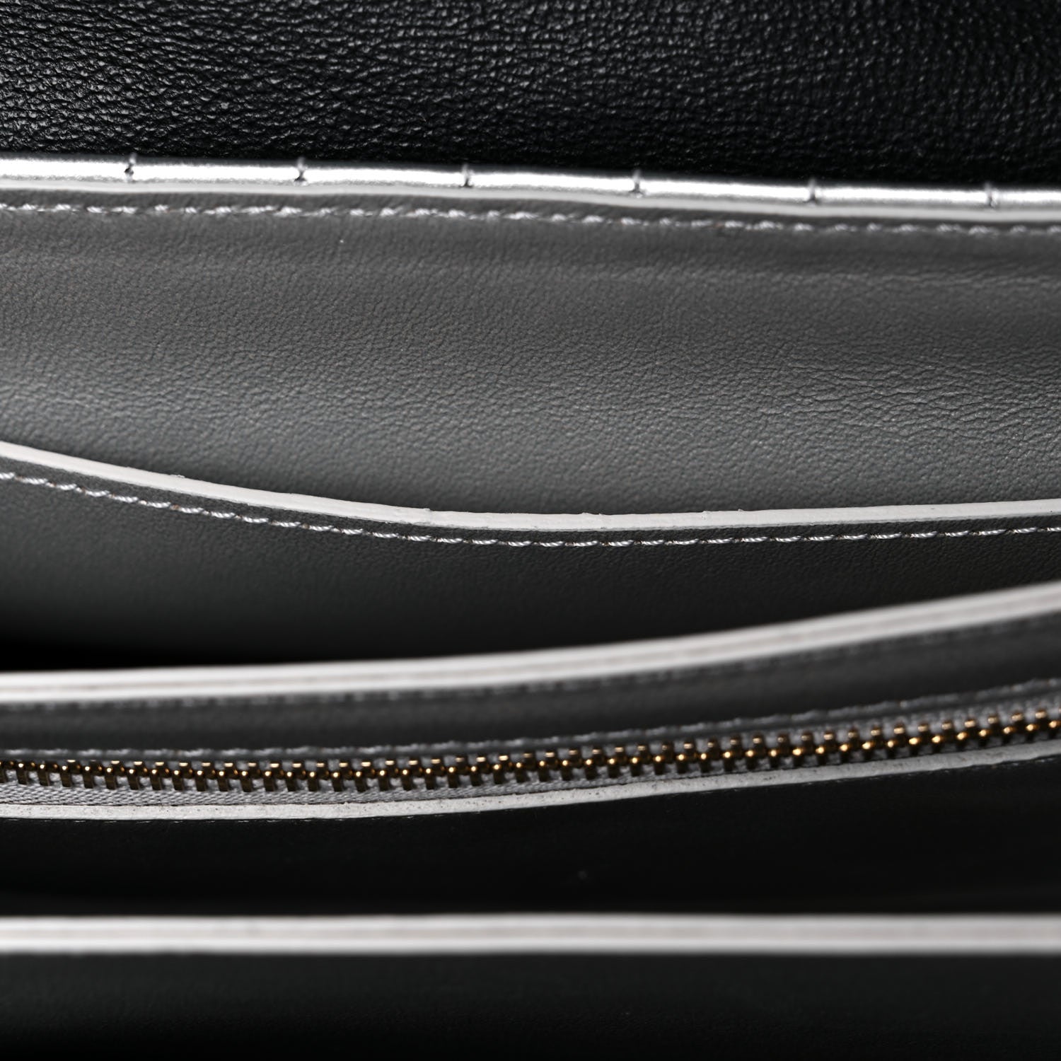 Celine Calfskin Quilted Medium C Bag Silver Black 10 of 14