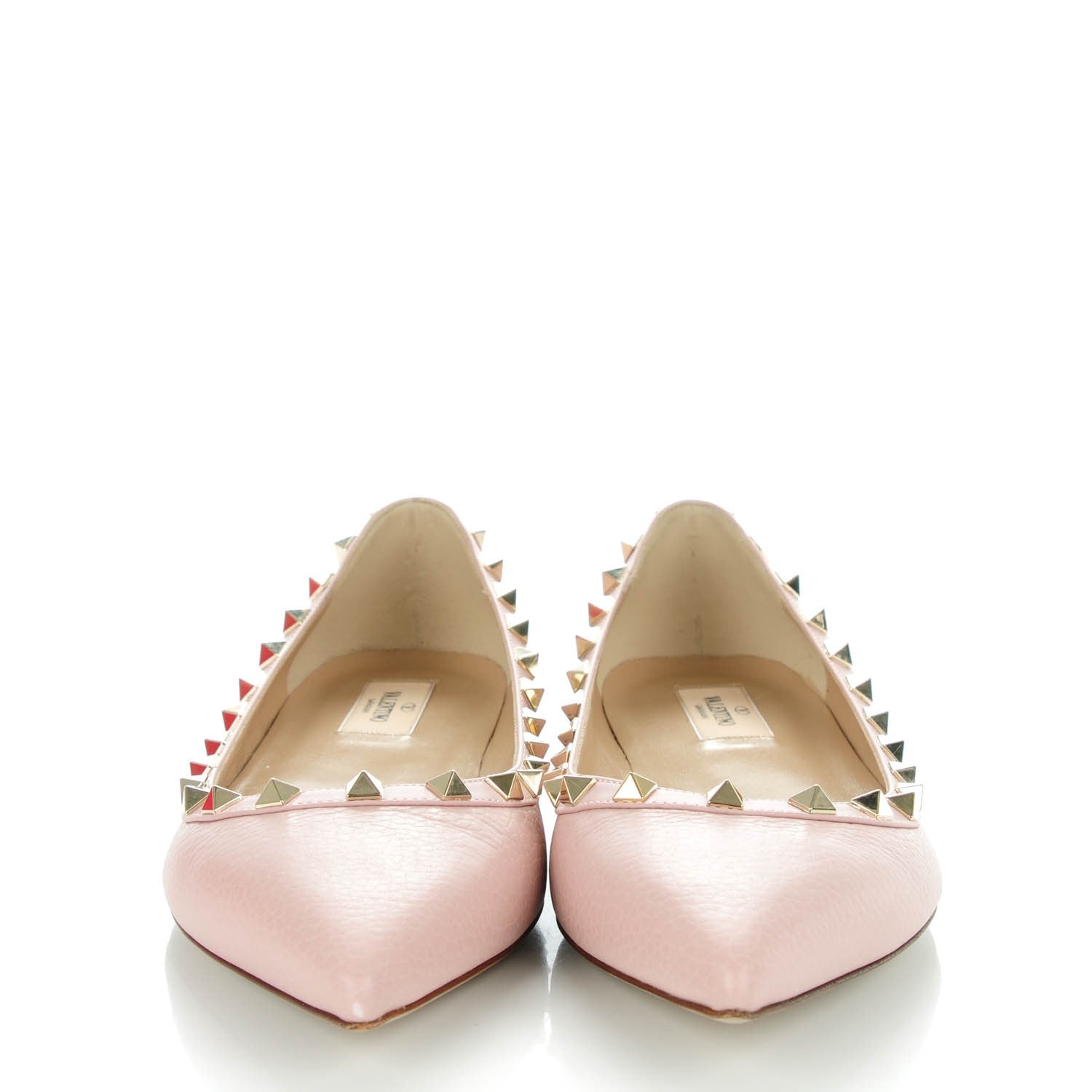 Valentino Garavani Pebbled Calfskin Rockstud Ballerina Flats 40.5 Water Rose 2 of 9