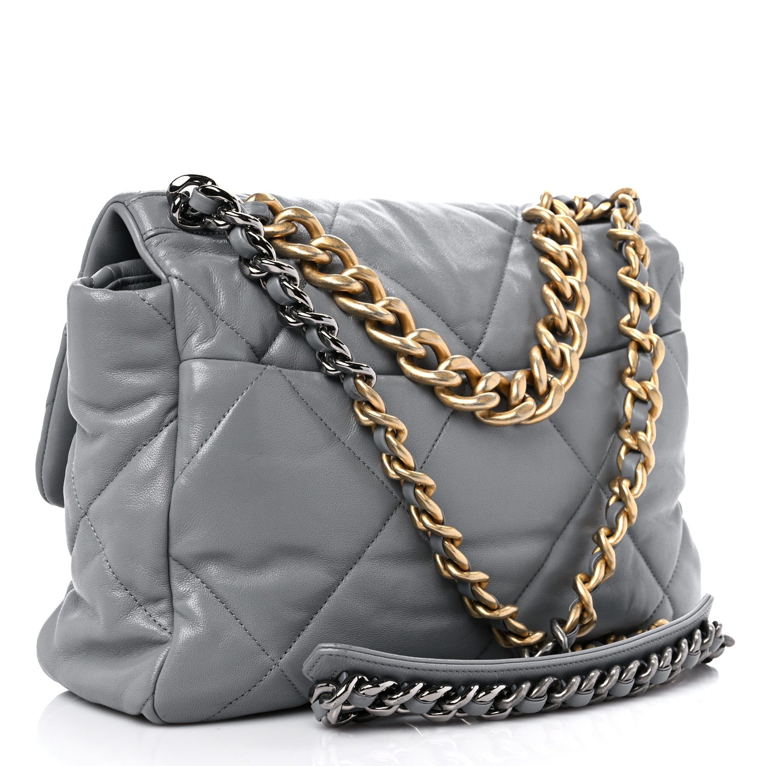 Chanel Lambskin Quilted Large Chanel 19 Flap Grey 3 of 10
