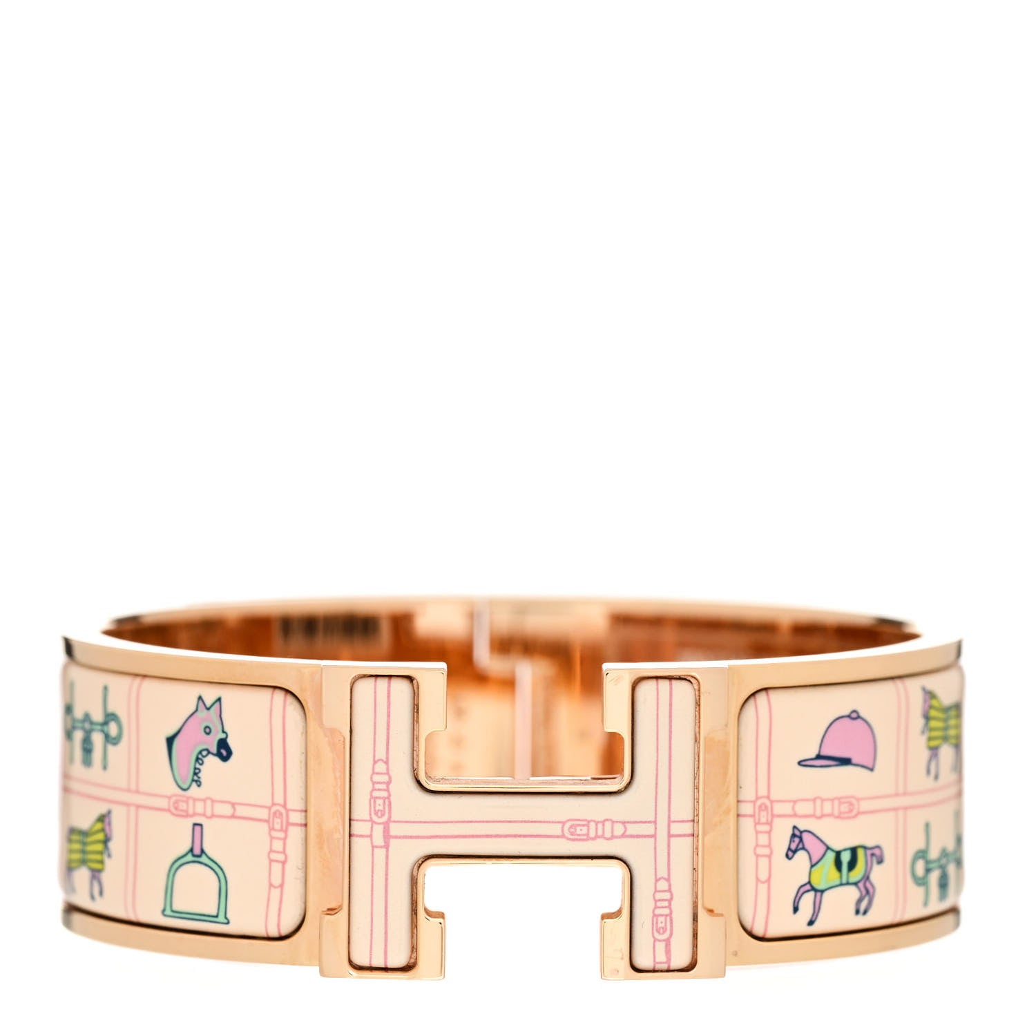 Hermes Enamel Couvertures et Tenues de Jour Wide Clic Clac H Bracelet PM Pannacotta 1 of 6