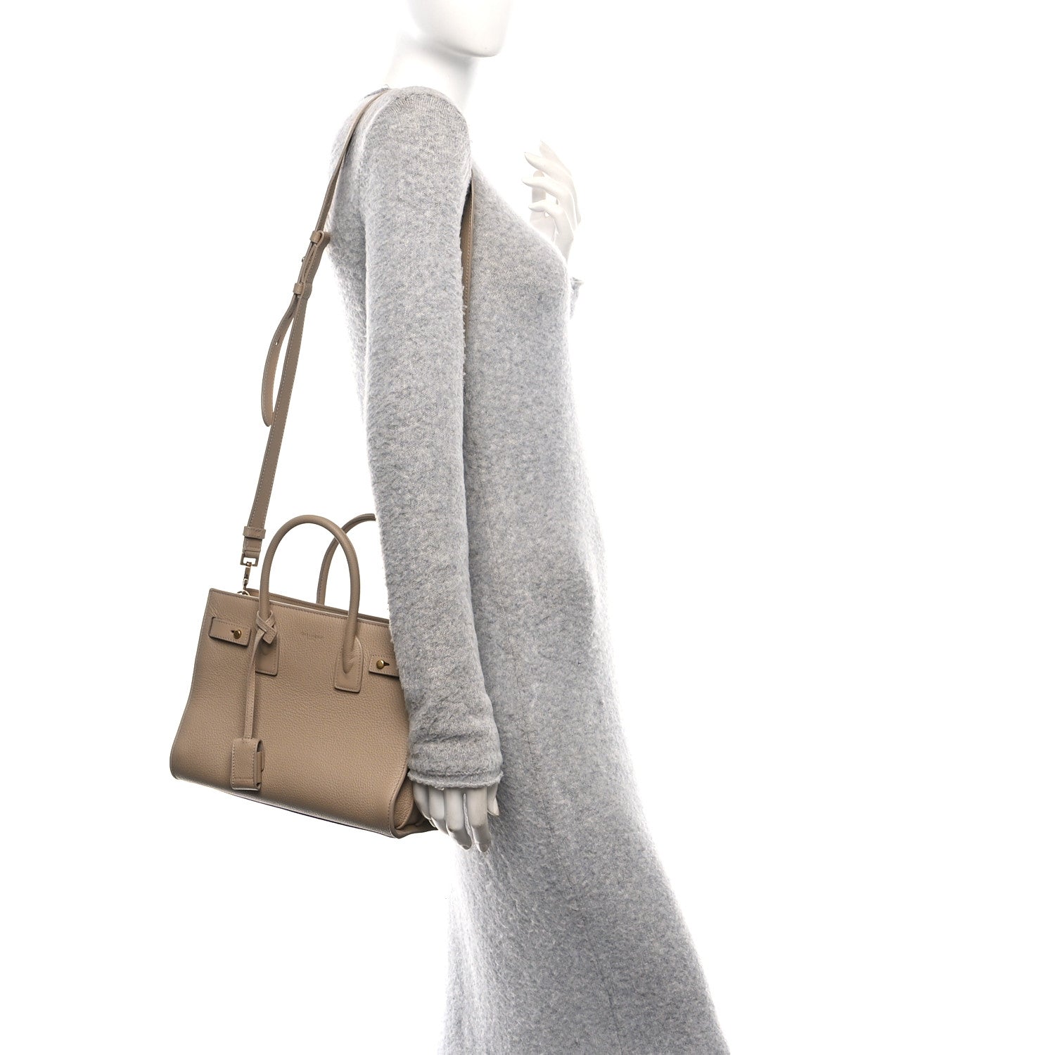 Saint Laurent Grained Calfskin Baby Sac De Jour Souple Dark Beige 2 of 12