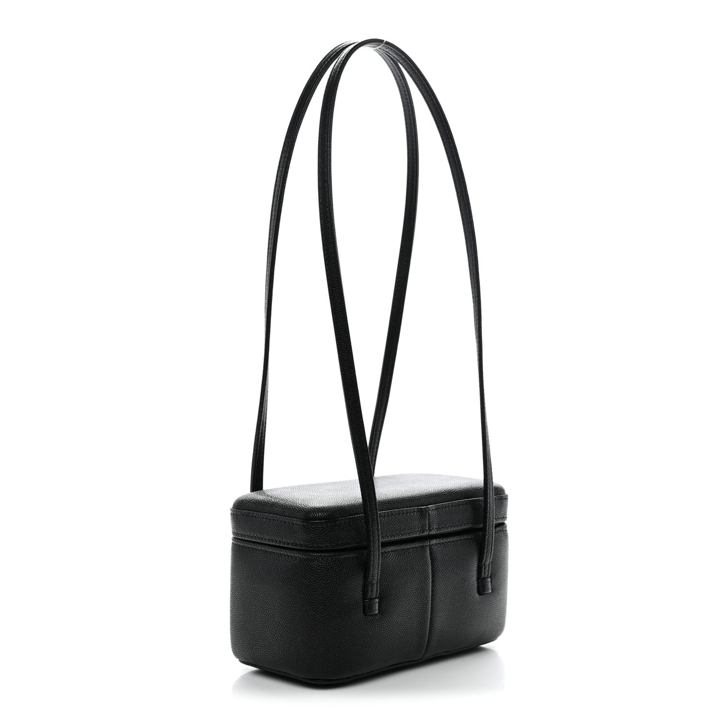 Shiny Caviar Preppy Coco Long Vanity With Strap Black