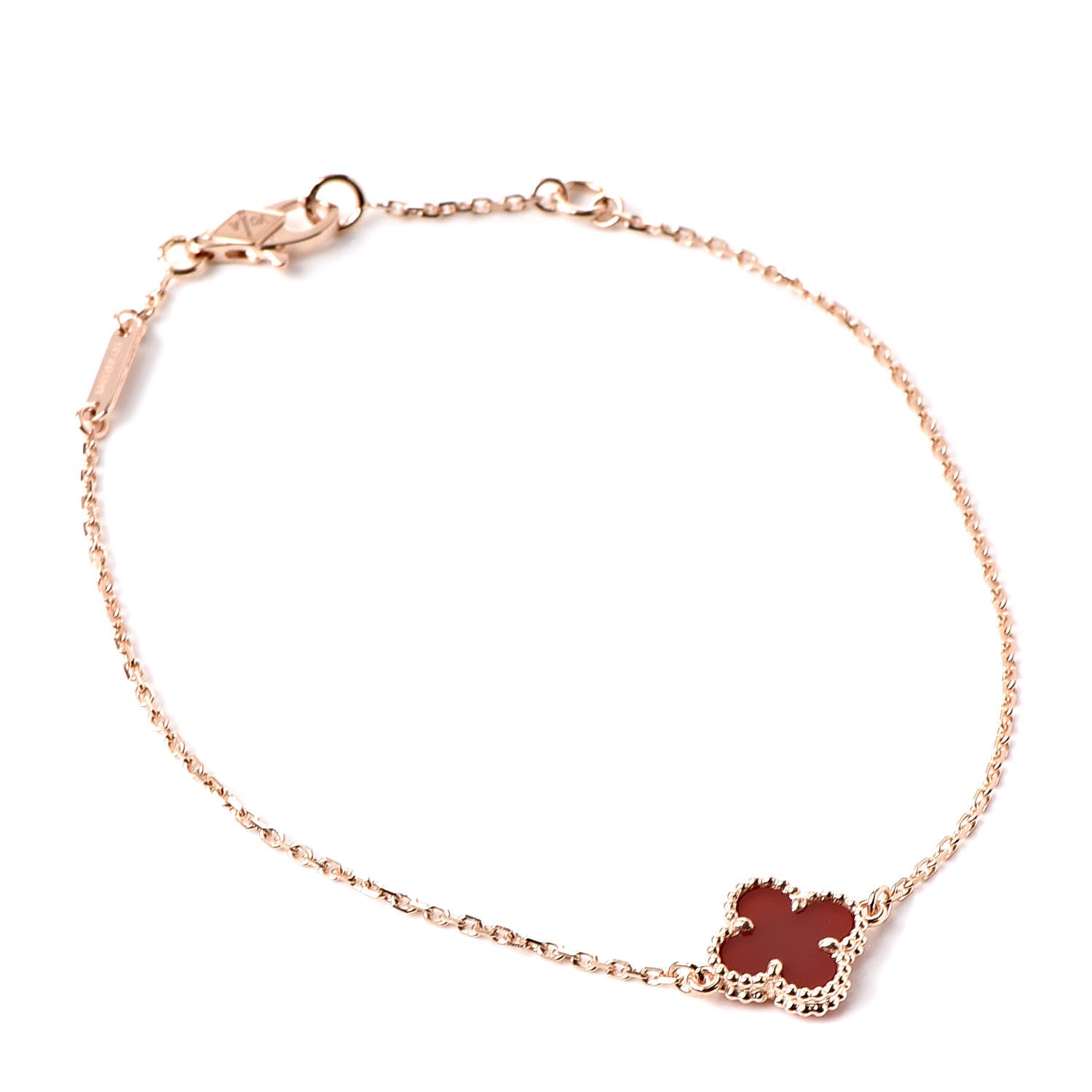 Van Cleef & Arpels 18K Rose Gold Carnelian Sweet Alhambra Bracelet 1 of 7