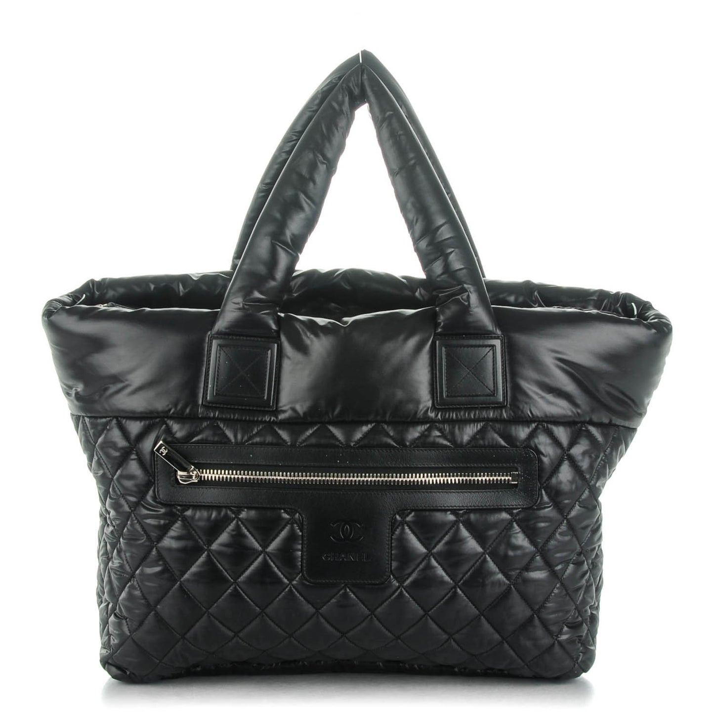 Nylon Quilted Large Coco Cocoon Tote Black Red