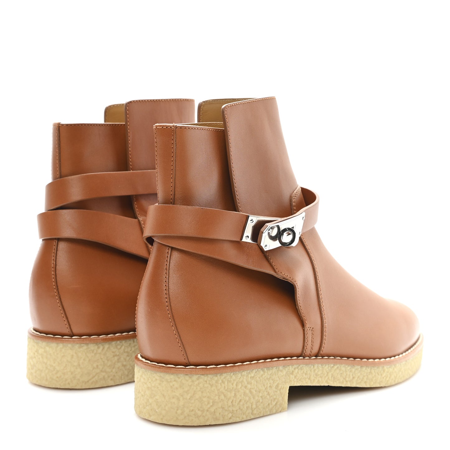 Heritage Calfskin Follow Ankle Boots 40.5 Naturel