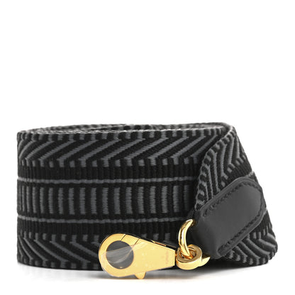 Hermes Toile Swift 50mm Sangle Cavale Shoulder Strap Black Gris Misty 1 of 5