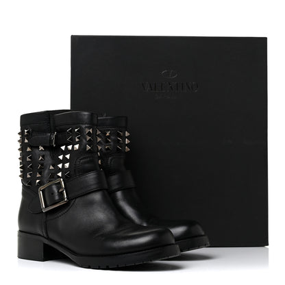 Valentino Garavani Calfskin Rockstud 30mm Biker Boots 37 Black 16 of 16