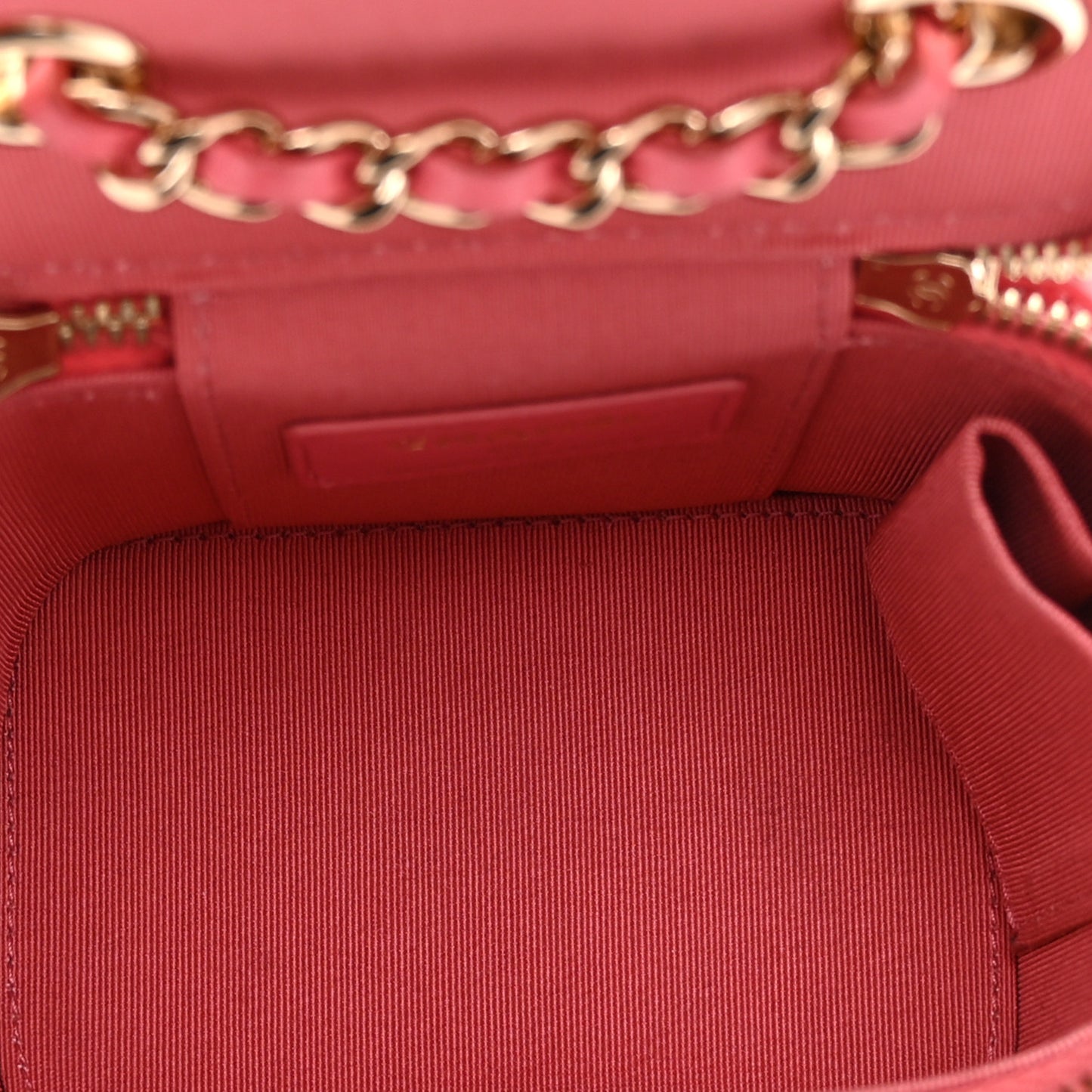 Lambskin Quilted Mini Vanity Case With Chain Pink