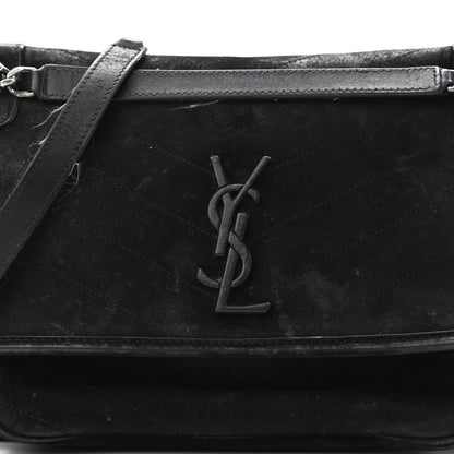Saint Laurent Suede Monogram Medium Niki Chain Satchel Black 3 of 11