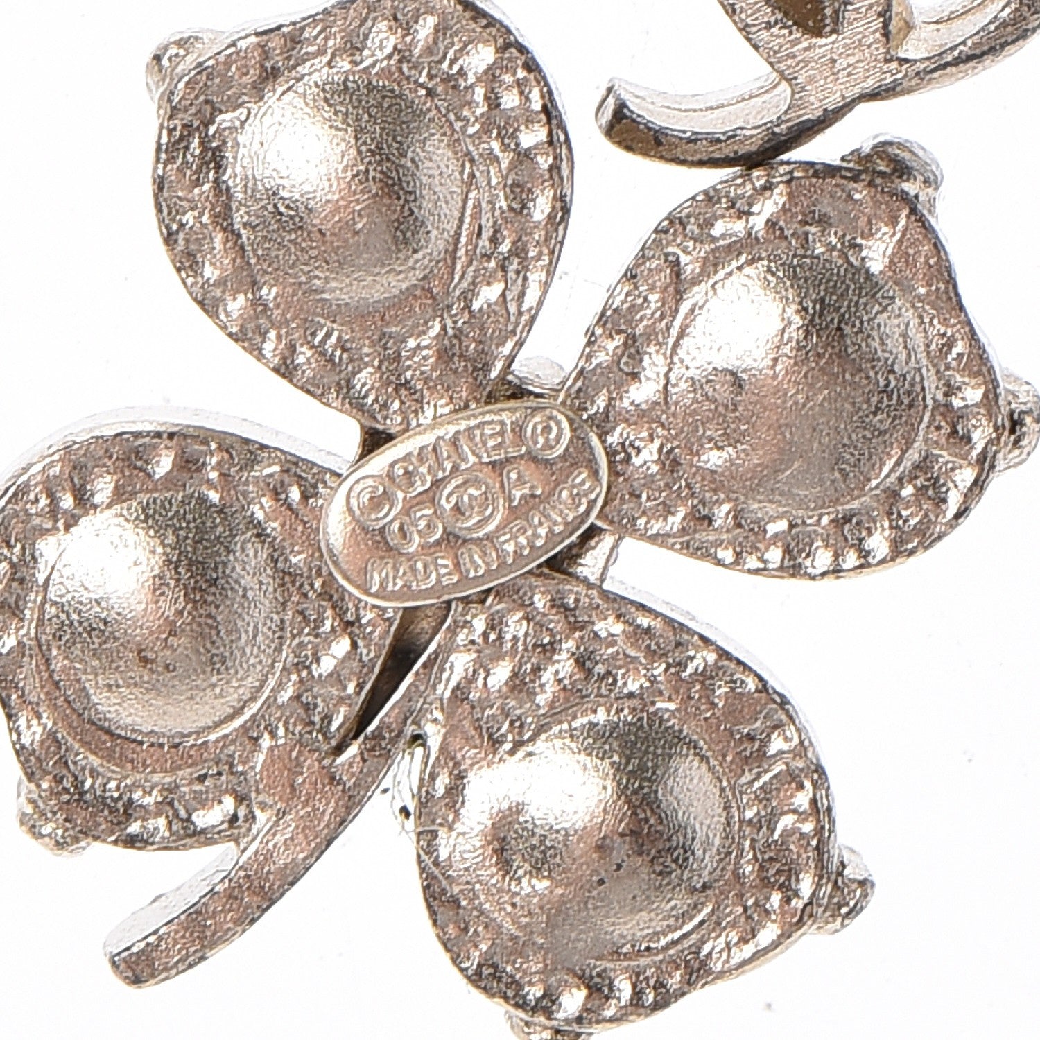 Chanel Crystal CC Four Leaf Clover Pendant Necklace Gold 6 of 7