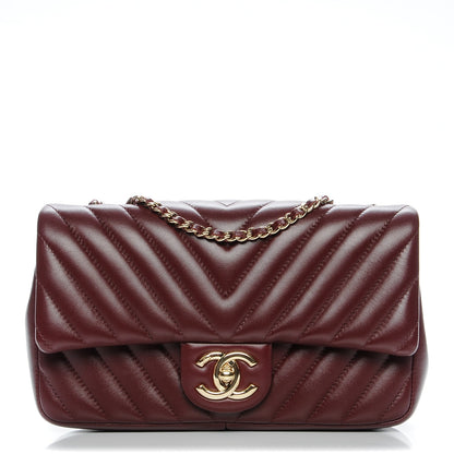 Chanel Lambskin Medium Surpique Chevron Single Flap in Burgundy 1 of 7